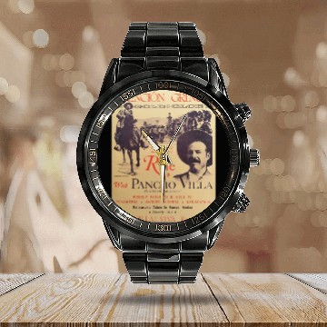 Discover Ride with Pancho Villa Old Calendar Steel Band Watch