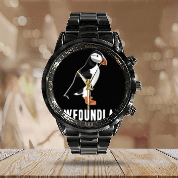 Discover Puffin Newfoundland Canada Souvenir Gift Calendar Steel Band Watch