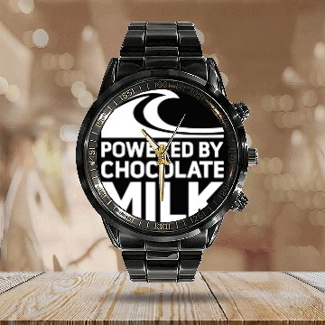 Discover Powered by Chocolate Milk Calendar Steel Band Watch