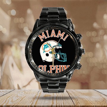 Discover Miami dolphins 1980s Baseball Jackets Calendar Steel Band Watch