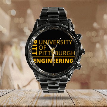 Discover Pitt | University of Pittsburgh | Engineering (Gold) - Pitt - Calendar Steel Band Watch