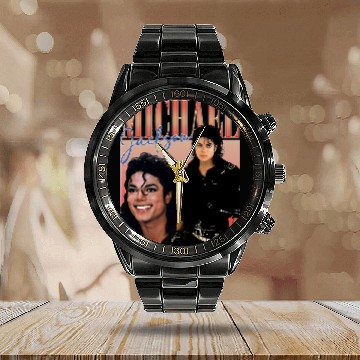 Discover Michael Jackson Vintage Zip Calendar Steel Band Watch