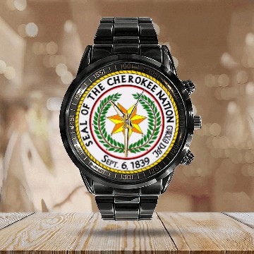 Discover Great seal of the cherokee nation Calendar Steel Band Watch