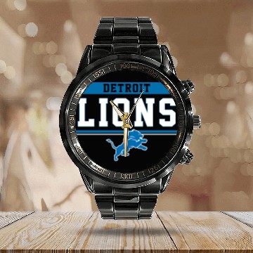 Discover Team Fan Detroit Lions Calendar Steel Band Watch