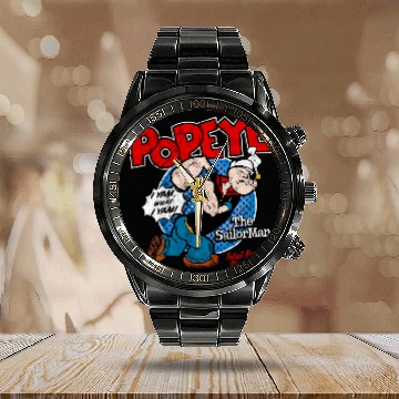 Discover Popeye the Sailor Graphic Calendar Steel Band Watch