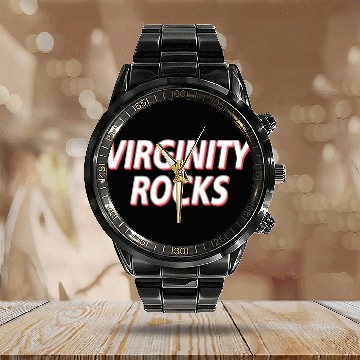 Discover Virginity Rocks Heather - Virginity Rocks - Zip Calendar Steel Band Watch