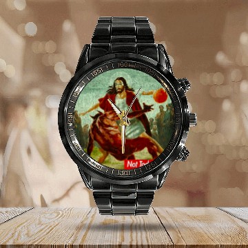Discover NOT TODAY SATAN JESUS CROSSOVER BASKETBALL ART Calendar Steel Band Watch
