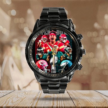 Discover Super Bowl 2025 Eagles VS Chiefs Calendar Steel Band Watch