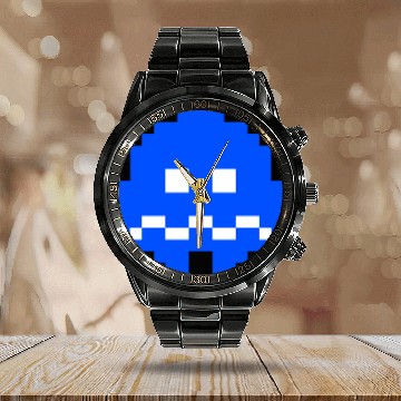 Discover Blue ghost - Pacman - Calendar Steel Band Watch