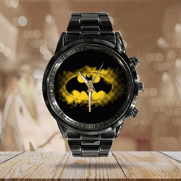 Discover Batman Symbol | Black and Yellow Logo Calendar Steel Band Watch