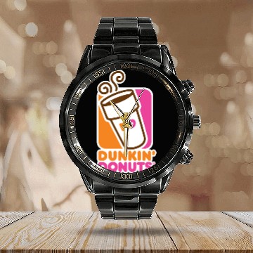 Discover Dunkin Donuts-Logo Baseball Tees Calendar Steel Band Watch