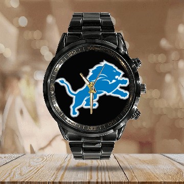 Discover Detroit Lions Logo Calendar Steel Band Watch
