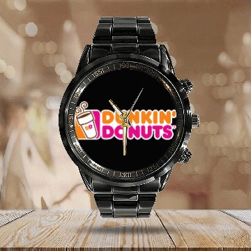 Discover Dunkin Donuts-Logo Calendar Steel Band Watch