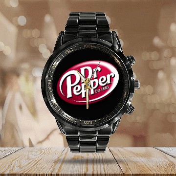 Discover Dr Pepper Logo Calendar Steel Band Watch