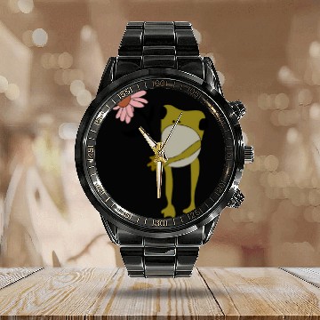 Discover Flower Frog Embroidered Crewneck Calendar Steel Band Watch