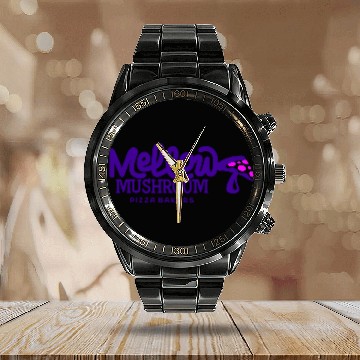 Discover Mellow Mushroom Logo Calendar Steel Band Watch