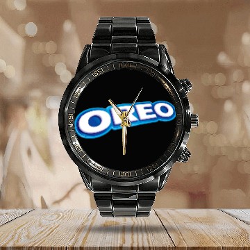 Discover Oreo Logo Calendar Steel Band Watch