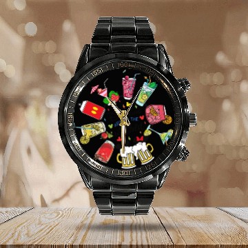 Discover Drinking around the World, Snacking around the world, Disney Epcot Calendar Steel Band Watch