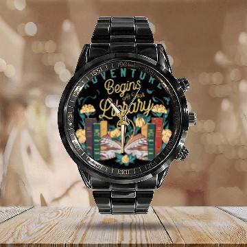 Discover Adventure Begins At Your Library Funny Summer Reading Zip Calendar Steel Band Watch