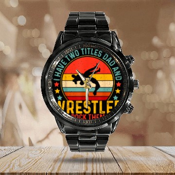 Discover Wrestling Dad Father Day Design For Wrestler Dad 2 Calendar Steel Band Watch