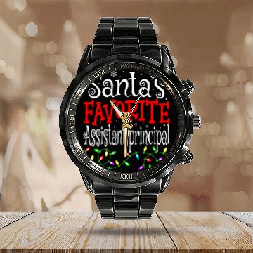 Discover Santas Favorite Assistant Principal Christmas School Worker Baseball Tees Calendar Steel Band Watch