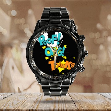 Discover Comic Book Effect POOF OMG TOINKS Calendar Steel Band Watch