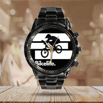 Discover Bikelife Bmx Lovers Triple Stripe Calendar Steel Band Watch