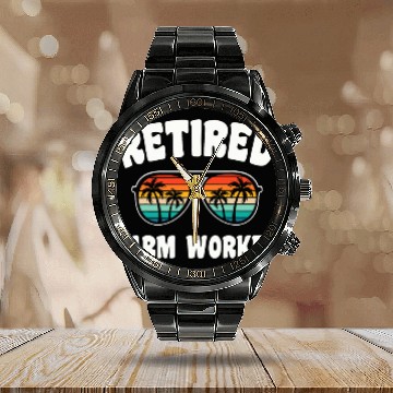 Discover Retired Farm Worker Funny Retirement Congratulations Baseball Tees Calendar Steel Band Watch