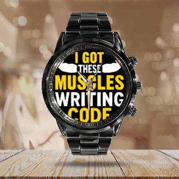 Discover Writing Code Coding IT Computer Science Programmer 4 Calendar Steel Band Watch