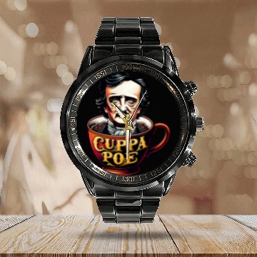 Discover Edgar Allan Poe Cuppa Poe for Coffee and Tea Lovers 2 Calendar Steel Band Watch