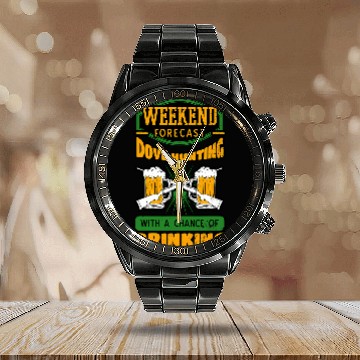 Discover Beer Dove Hunting Riffle Beer Lovers Alcohol Drinking Hunter Gift Zip Calendar Steel Band Watch