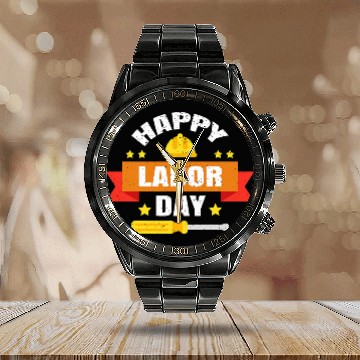 Discover Union Strong Worker hard work Labor Day Gift Men Women 1 Zip Calendar Steel Band Watch