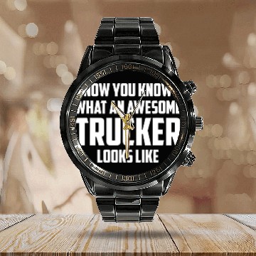 Discover Awesome Trucker Diesel Truck Driver OTR Calendar Steel Band Watch