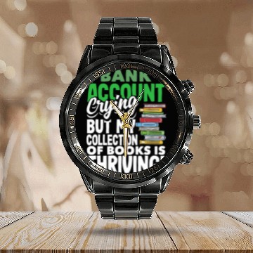 Discover Bank Account Crying Books Thriving Book Lover Calendar Steel Band Watch