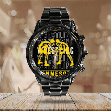 Discover Wrestling Minnesota Calendar Steel Band Watch