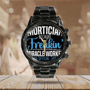 Discover Mortician Funeral Worker Last Responder Orbituary Funeral Zip Calendar Steel Band Watch