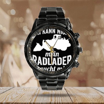 Discover Wheel loader construction site construction worker civil builder Zip Calendar Steel Band Watch