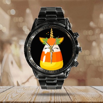 Discover Candy Corn Funny Halloween Costume Zip Calendar Steel Band Watch