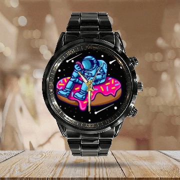 Discover Astronauts Funny Doughnut Spaceman Cloud Donut Astronaut Baseball Tees Calendar Steel Band Watch