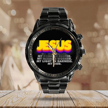 Discover Jesus Way Maker Promise Keeper Miracle Worker Lamp My God Calendar Steel Band Watch