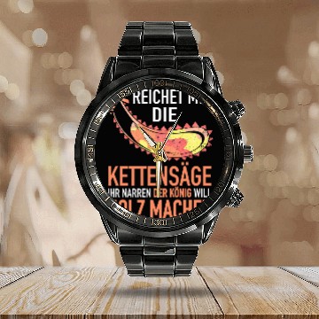 Discover Mens Tree Cutter Chainsaw Wood Jack Lumberjack Forest Worker Calendar Steel Band Watch