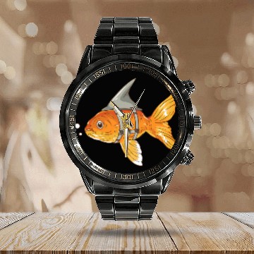 Discover Fancy Dress Funny Goldfish Calendar Steel Band Watch