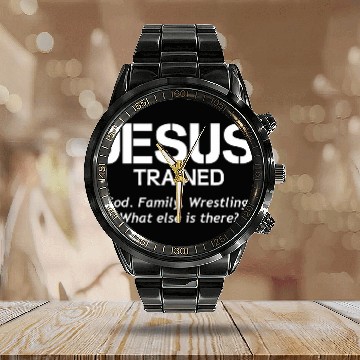Discover Jesus Trained Wrestling 3 Baseball Tees Calendar Steel Band Watch