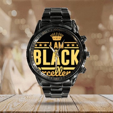 Discover I Am Black Excellence Proud African American History Baseball Tees Calendar Steel Band Watch