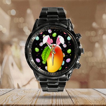 Discover Mango Fruit Lover Easter Egg Funny Mango Easter Sunday Calendar Steel Band Watch