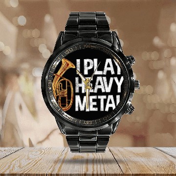 Discover Baritone Present Funny I Play Heavy Metal Calendar Steel Band Watch