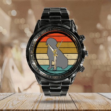 Discover Charcoal Lab vintages Labrador Men Women Kids Calendar Steel Band Watch