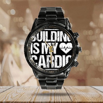 Discover Construction Site Cardio Construction Worker Zip Calendar Steel Band Watch