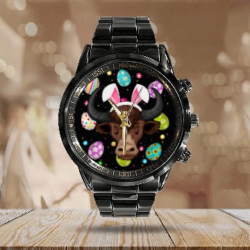 Discover Buffalo Bison Funny Easter Egg Lover Bunny Ear Buffalo Face Easter Sunday Baseball Tees Calendar Steel Band Watch