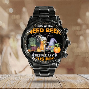 Discover Beer Witch Needs Beer Any Hocus Pocus Halloween91 Calendar Steel Band Watch
